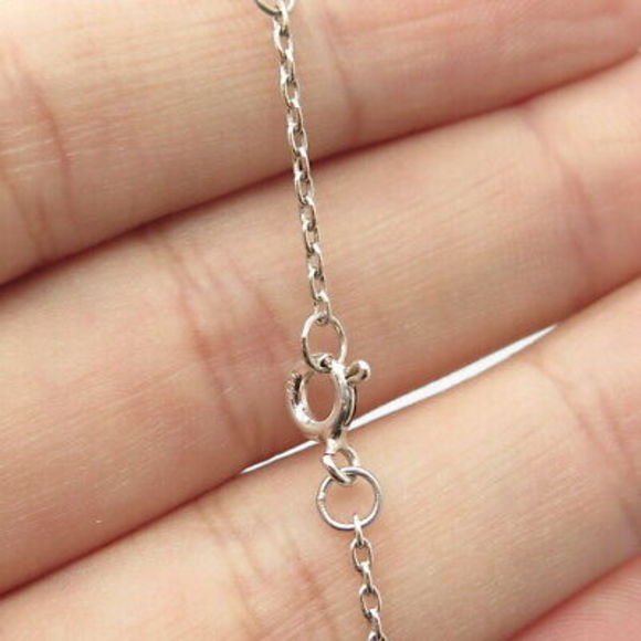 925 Sterling Silver Vintage Real Mother-of-Pearl Butterfly Chain Necklace 16" - Picture 5 of 9